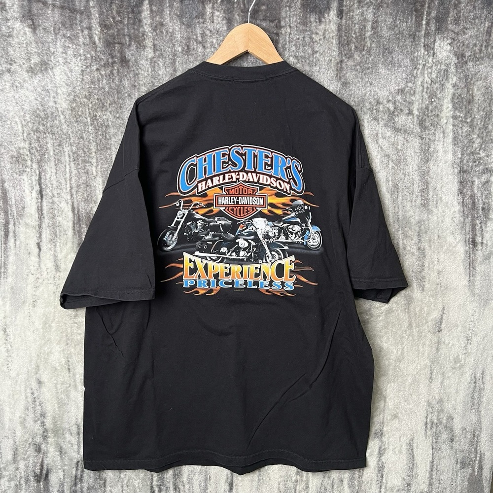 Vintage 2006 Harley Davidson Chester's Mesa Arizona Flames Men's 3XL Black Shirt
